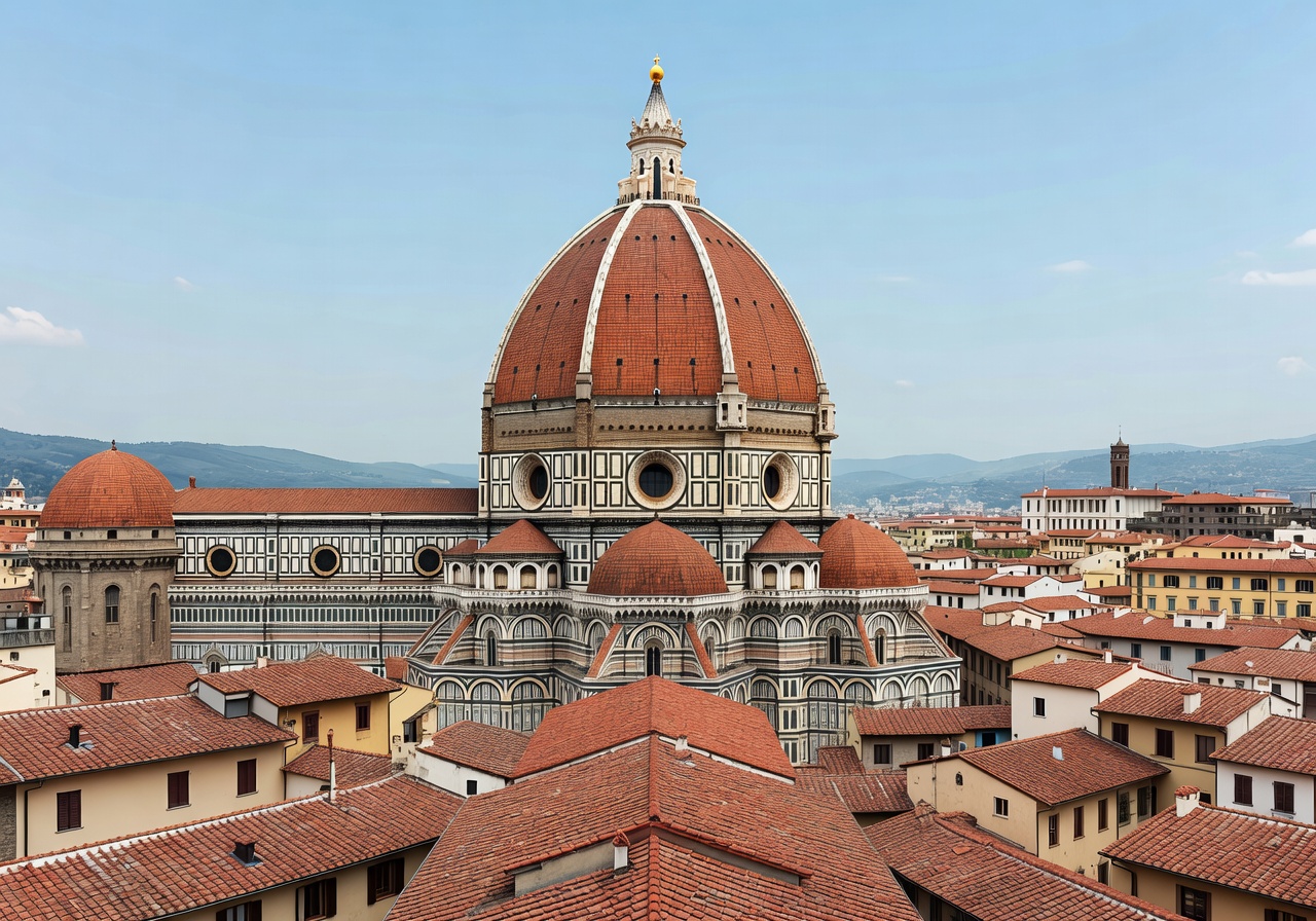 Florence Duomo cathedral dome with red terracotta rooftops