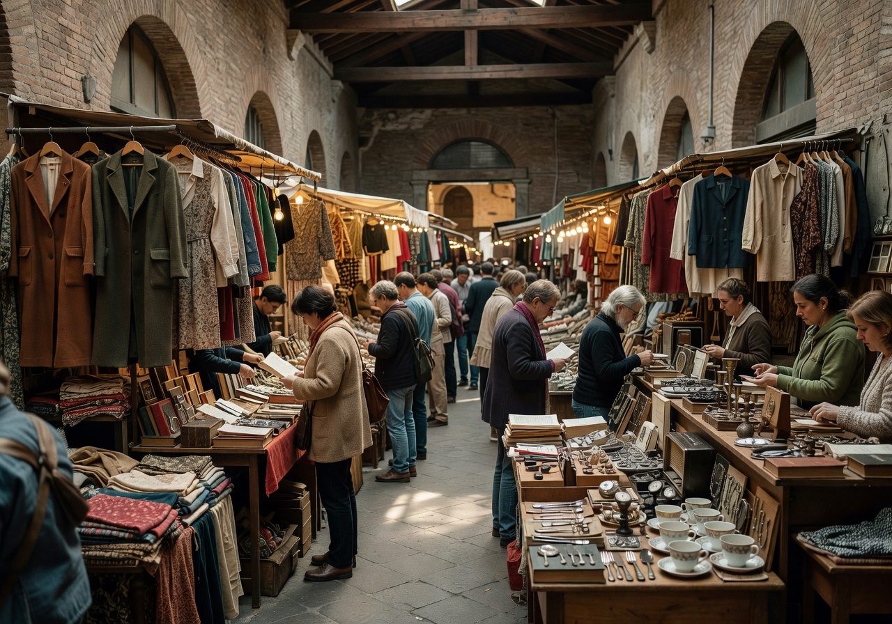Mercato Monti indoor vintage market in Rome Monti neighborhood